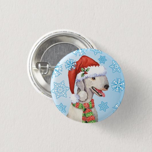 Happy Howlidays Bedlington Terrier Button (Voorkant /achterkant)