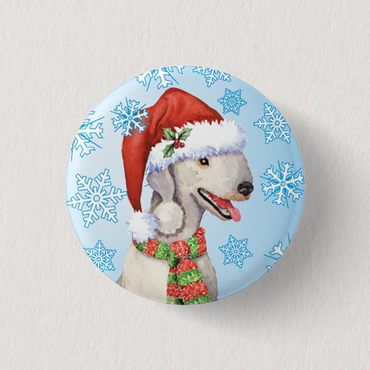 Happy Howlidays Bedlington Terrier Button (Voorkant)