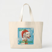 Happy Howlidays Bedlington Terrier Large Canvas ta Grote Tote Bag (Voorkant)