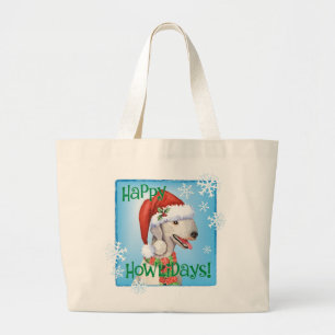 Happy Howlidays Bedlington Terrier Large Canvas ta Grote Tote Bag