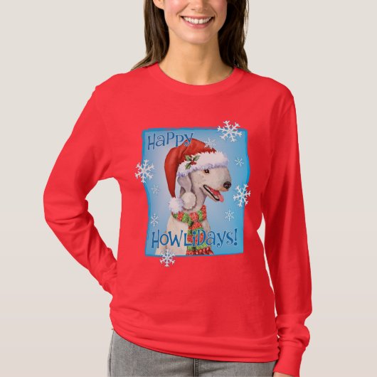 Happy Howlidays Bedlington Terrier T-Shirt (Voorkant)