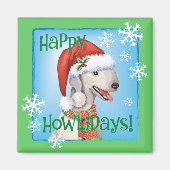 Happy Howlidays Bedlington Terrler Magnet (Voorkant)