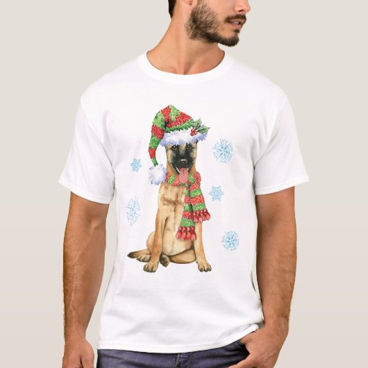 Happy Howlidays Belgische Malinois T-shirt (Voorkant)