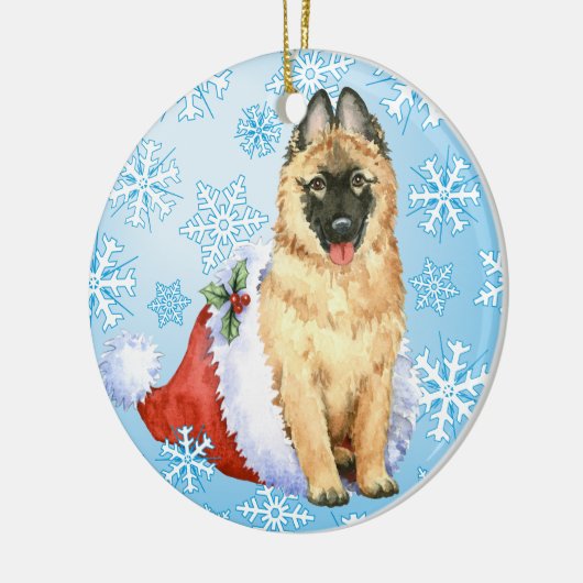Happy Howlidays Belgische Tervuren Keramisch Ornament (Links)