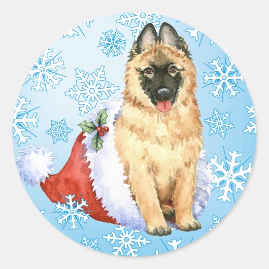 Happy Howlidays Belgische Tervuren Ronde Sticker (Voorkant)