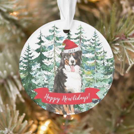 Happy Howlidays Bernese Mountain Dog Kerstmis Ornament (Boom)