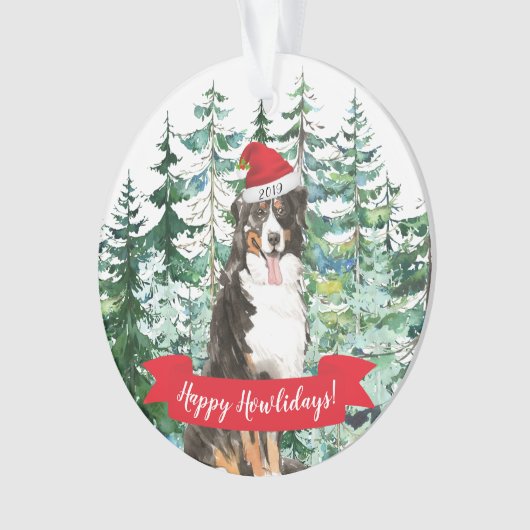Happy Howlidays Bernese Mountain Dog Kerstmis Ornament (voorkant)