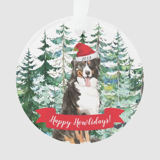 Happy Howlidays Bernese Mountain Dog Kerstmis Ornament (voorkant)