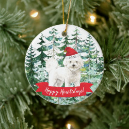 Happy Howlidays Bichon Frise Dog Kerstmenorum Keramisch Ornament