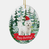 Happy Howlidays Bichon Frise Dog Kerstmenorum Keramisch Ornament (Rechts)