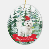 Happy Howlidays Bichon Frise Dog Kerstmenorum Keramisch Ornament (Links)