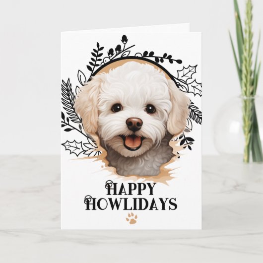 Happy Howlidays Bichon Frise Dog Kerstmis Feestdagen Kaart (Voorkant)