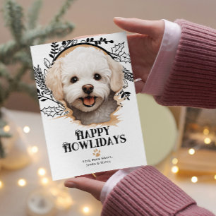 Happy Howlidays Bichon Frise Dog Kerstmis Feestdagenkaart