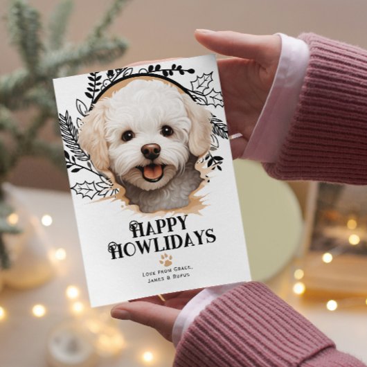Happy Howlidays Bichon Frise Dog Kerstmis Feestdagenkaart