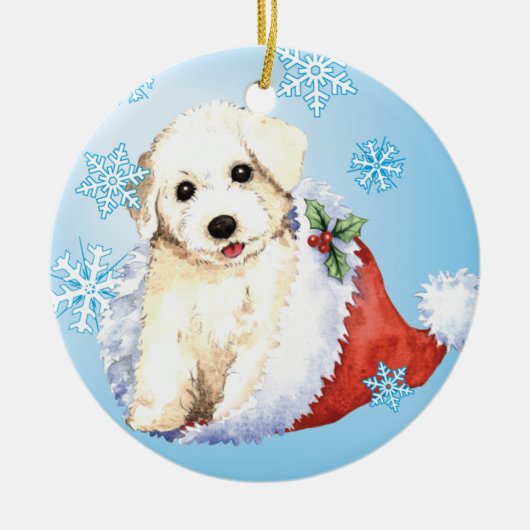 Happy Howlidays Bichon Keramisch Ornament (Voorkant)