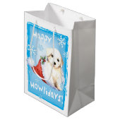 Happy Howlidays Bichon Medium Cadeauzakje (Voorkant Gekanteld)