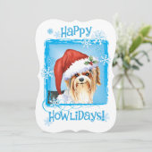 Happy Howlidays Biewer Terrier Holiday Card Feestdagenkaart (Staand voorkant)