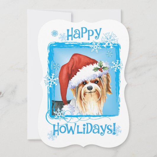 Happy Howlidays Biewer Terrier Holiday Card Feestdagenkaart (Voorkant)