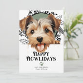 Happy Howlidays Biewer Terrier Hond Kerstmis Feestdagenkaart (Staand voorkant)