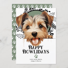 Happy Howlidays Biewer Terrier Hond Kerstmis Feestdagenkaart