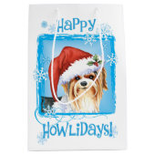 Happy Howlidays Biewer Terrier Medium Gift Bag Medium Cadeauzakje (Voorkant)