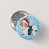 Happy Howlidays Biewer Terrier Pinback Button (Voorkant /achterkant)