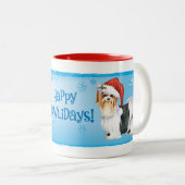 Happy Howlidays Biewer Terrier Two-Tone Coffee Mok (Voorkant rechts)
