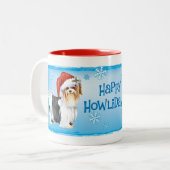 Happy Howlidays Biewer Terrier Two-Tone Coffee Mok (Voorkant links)