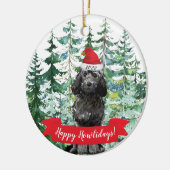 Happy Howlidays Black Cockapoo Dog Kerstmis Keramisch Ornament (Links)