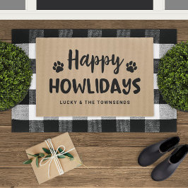 Happy Howlidays Black en Tan Custom Dog Name Deure Deurmat