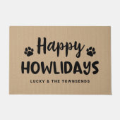 Happy Howlidays Black en Tan Custom Dog Name Deure Deurmat (Voorkant)