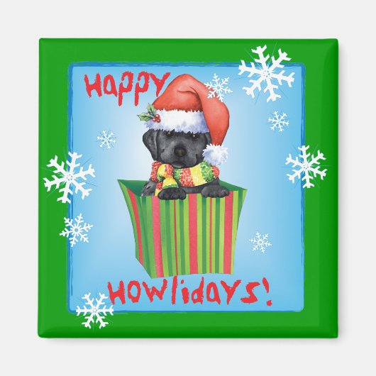 Happy Howlidays Black Lab Magneet (Voorkant)