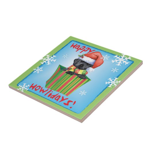 Happy Howlidays Black Lab Tegeltje (Zijkant)