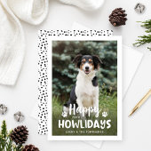 Happy Howlidays Black White Puppy Dog Foto Feestdagenkaart