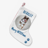 Happy HOWLidays Blue Grey Kerstmis Foto Kleine Kerstsok (Voorkant (Hangend))