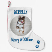 Happy HOWLidays Blue Grey Kerstmis Foto Kleine Kerstsok (Voorkant)