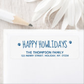 Happy Howlidays Blue Pet Hondenliefhebber Moderne  Etiket (Insitu)