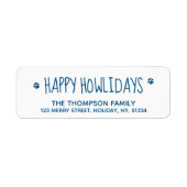 Happy Howlidays Blue Pet Hondenliefhebber Moderne  Etiket (Voorkant)