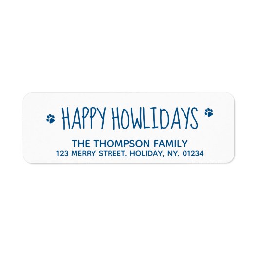 Happy Howlidays Blue Pet Hondenliefhebber Moderne  Etiket (Voorkant)