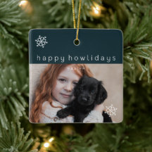 Happy Howlidays Blue Photo Dog