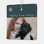 Happy Howlidays Blue Photo Dog Keramisch Ornament (Links)