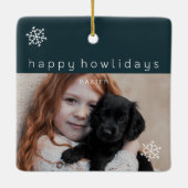 Happy Howlidays Blue Photo Dog Keramisch Ornament (Achterkant)