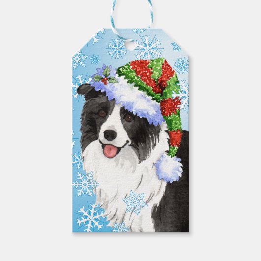 Happy Howlidays Border Collie Cadeaulabel (Voorkant)