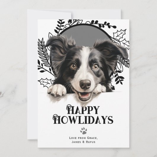 Happy Howlidays Border Collie Dog Kerstmis Feestdagenkaart (Voorkant)