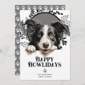 Happy Howlidays Border Collie Dog Kerstmis Feestdagenkaart (Voorkant / Achterkant)