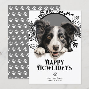Happy Howlidays Border Collie Dog Kerstmis Feestdagenkaart