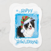 Happy Howlidays Border Collie Feestdagenkaart (Voorkant / Achterkant)