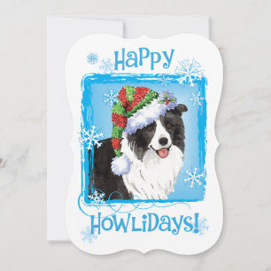 Happy Howlidays Border Collie Feestdagenkaart