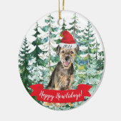 Happy Howlidays Border Terrier Dog Kerstmis Keramisch Ornament (Links)