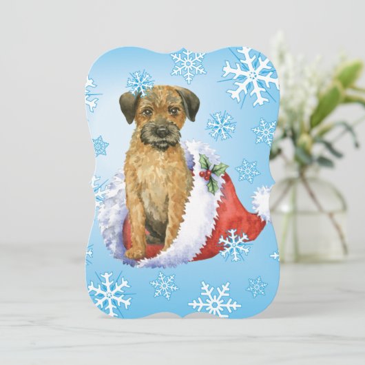 Happy Howlidays Border Terrier Feestdagenkaart (Staand voorkant)